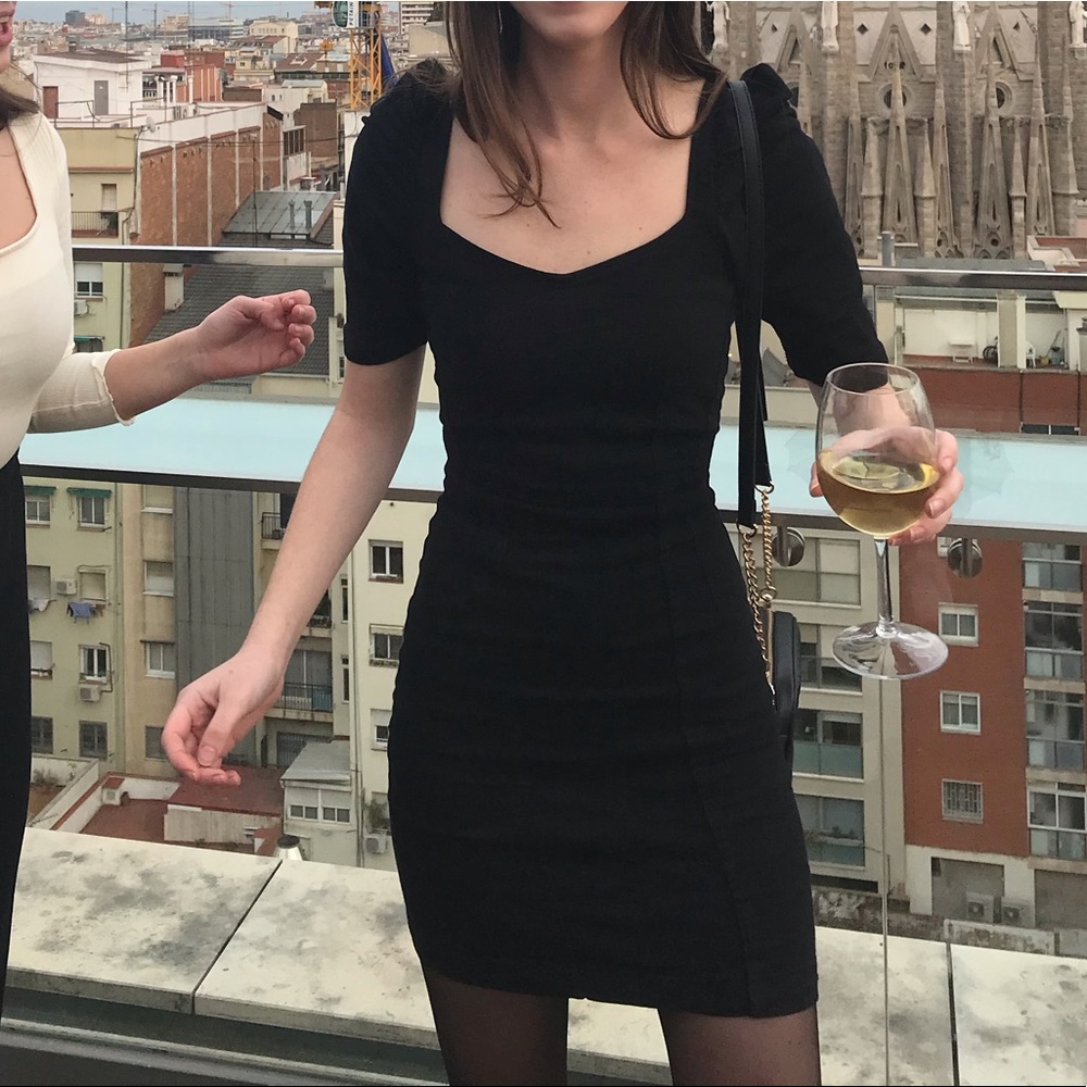Black dress with puff sleeves